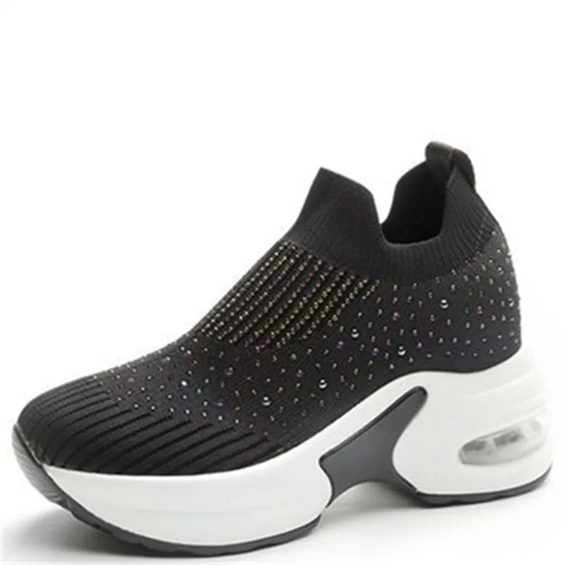 8CM Hidden Heels Platform Sneakers Women Breathable Air Mesh Wedge Sock Shoes Woman Spring Casual Shoes Zapatos De Mujer 240615