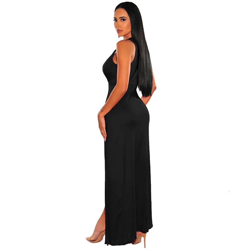 Sexy Woman Club Dress Backless Sleeveless Deep VNeck High Waist Slit Maxi Birthday Midnight Party Elegant Women 240615