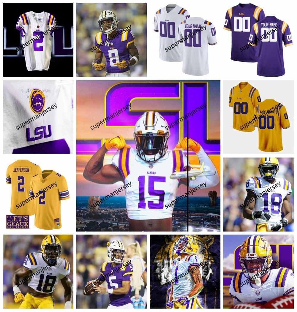 2024 custom NCAA College LSU Tigers 9 Joe Burrow Burreaux Jerseys 2 Justin Jefferson 22 Clyde Edwards-Helaire 24 Derek Stingley Jr. Football Stitched Men Women