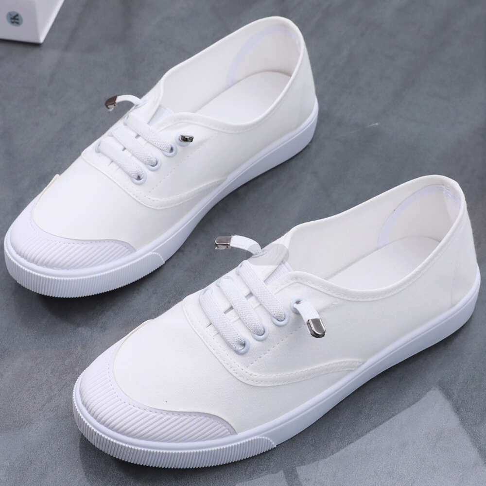 Women's Canvas 2024 Spring New White Student Flat Bottom Casual Board Shoes
