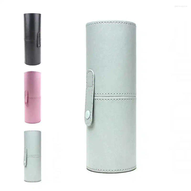 Makeup Brushes Brush Holder Empty Portable Make Up Case Round Pen Organizer Cosmetic Tool PU Leather Cup Container