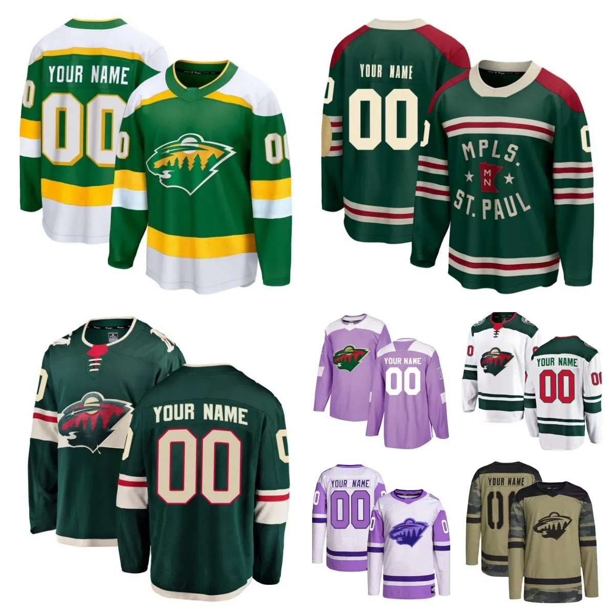 Hockey Jerseys Minnesota''Wild''Men Women Youth Kirill Kaprizov Marc-Andre Fleury Brock Faber Joel Eriksson Ek Mats Zuccarello Marco Rossi Ryan Hartman Marcus Foligno