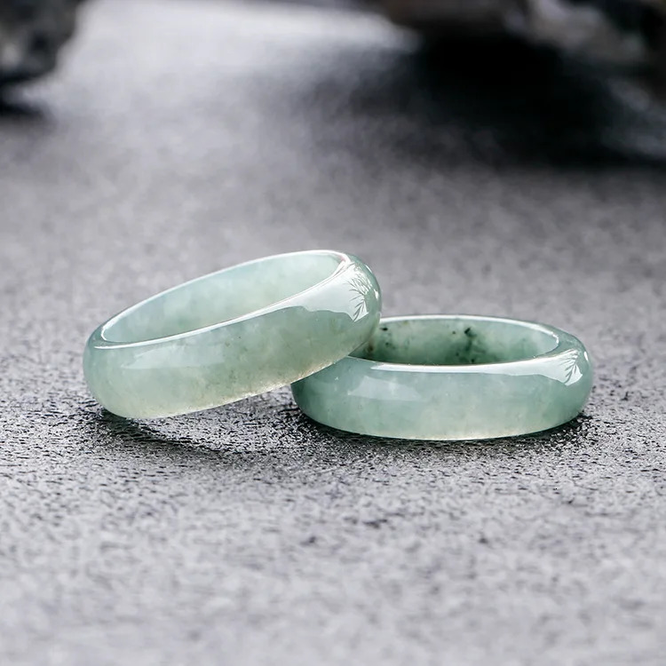 Natural Myanmar Class A Oil Green Jewelry Gemstone Ring Jade For Men Jewellery Emerald Rings Natural Stone 240603