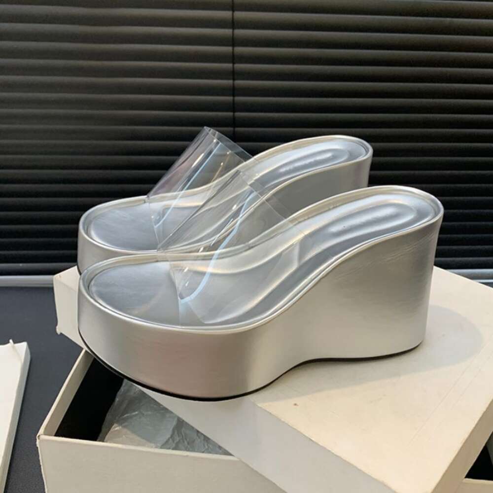 2024 Hot Selling Sandalias Plataforma Height Increasing Transparent Platform Women's Sandals