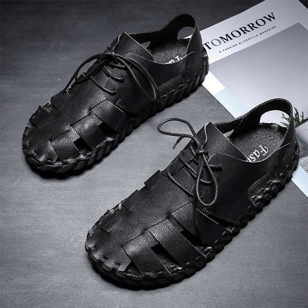 CYYTL Sandals Leather Summer Men Shoes Beach Outdoor Slippers Hiking Fashion Fisherman Breathable Designer Close Toe Flat