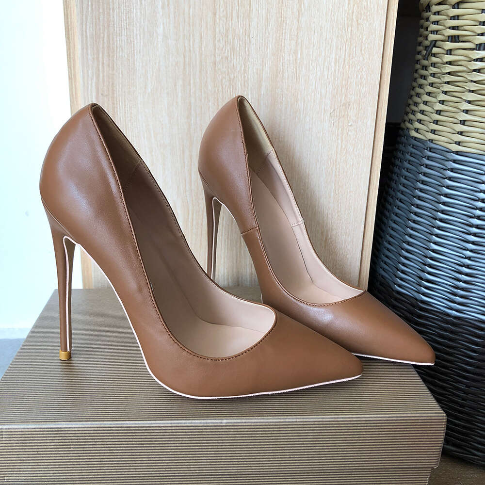 Veowalk Dark Brown Matte Women Elegant Pointed Toe Stiletto Pumps For Formal Dress Fashion Ladies High Heel Shoes Customizable