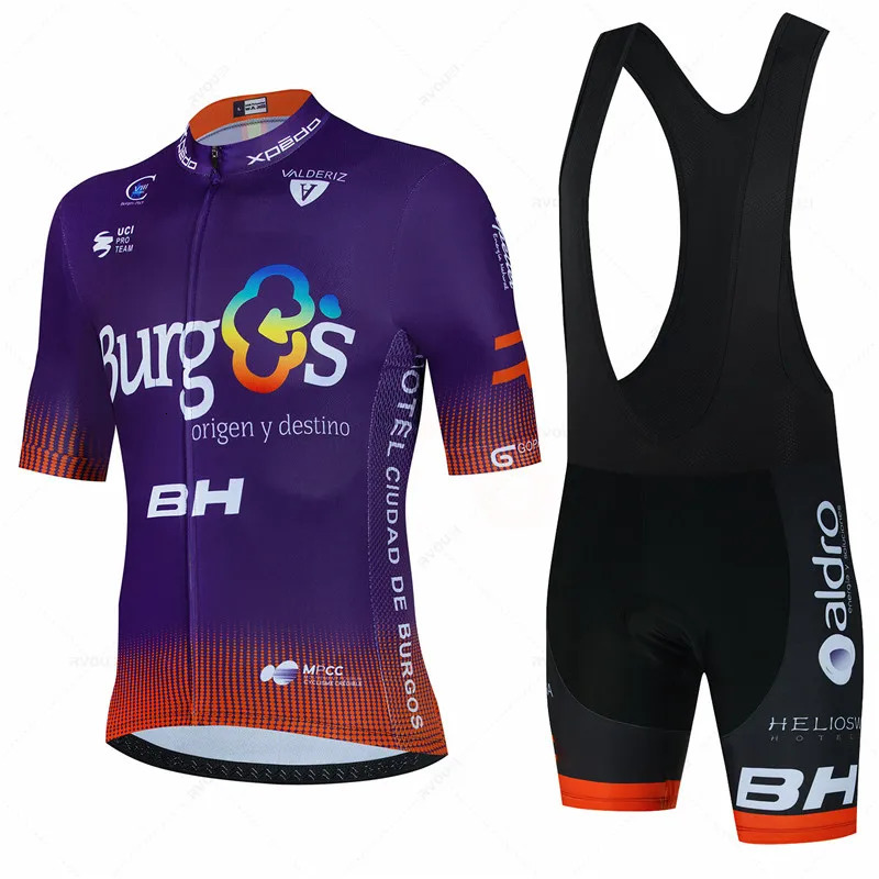 BH Burgs Team Cycling Jersey 19D Bike Shorts Set Ropa Ciclismo Mens MTB Summer Quick Dry Bicycle Maillot Pants Clothing 240620