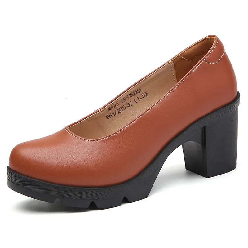 Plus Size 34-43 Round Block Heels Pumps Women Shoes Spring Shallow Med Heel Black Formal Dress Shoes Elegant Office Shoe 240615