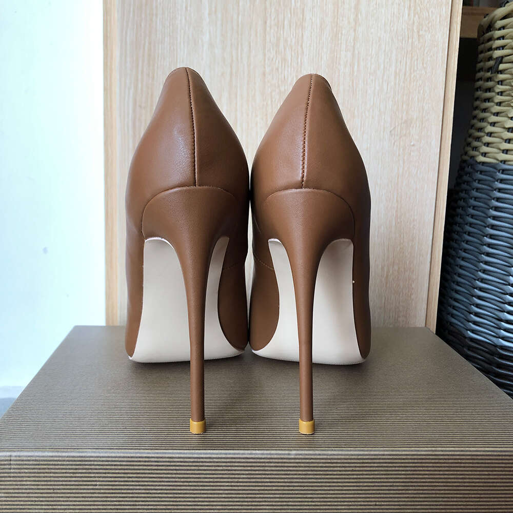Veowalk Dark Brown Matte Women Elegant Pointed Toe Stiletto Pumps For Formal Dress Fashion Ladies High Heel Shoes Customizable