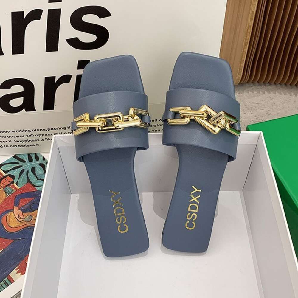 Women Slippers Vacation Casual Women's Outer Fashion All-match Net Celebrity Flat-bottomed European and American Lazy Sandals