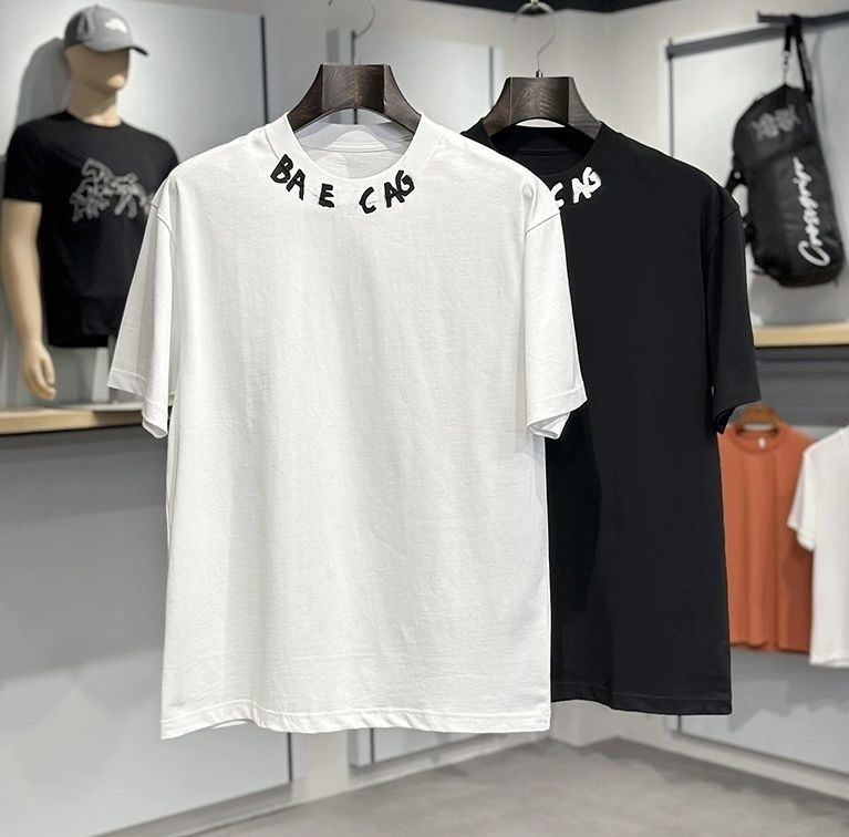 Summer new Paris designer pure cotton round collar print short sleeve loose men's and women's fashion casual plus-size T-shirt