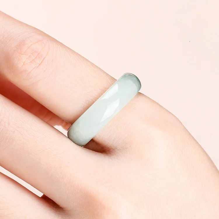 Natural Myanmar Class A Oil Green Jewelry Gemstone Ring Jade For Men Jewellery Emerald Rings Natural Stone 240603