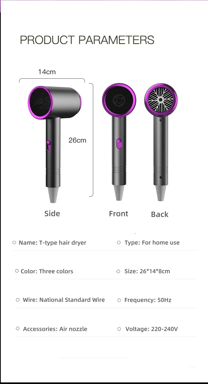 1000W Leafless Hair Dryer Negative Ion 220V For Hair Care Professinal Quick Dry Home Powerful Hairdryer Constant Anion Electric