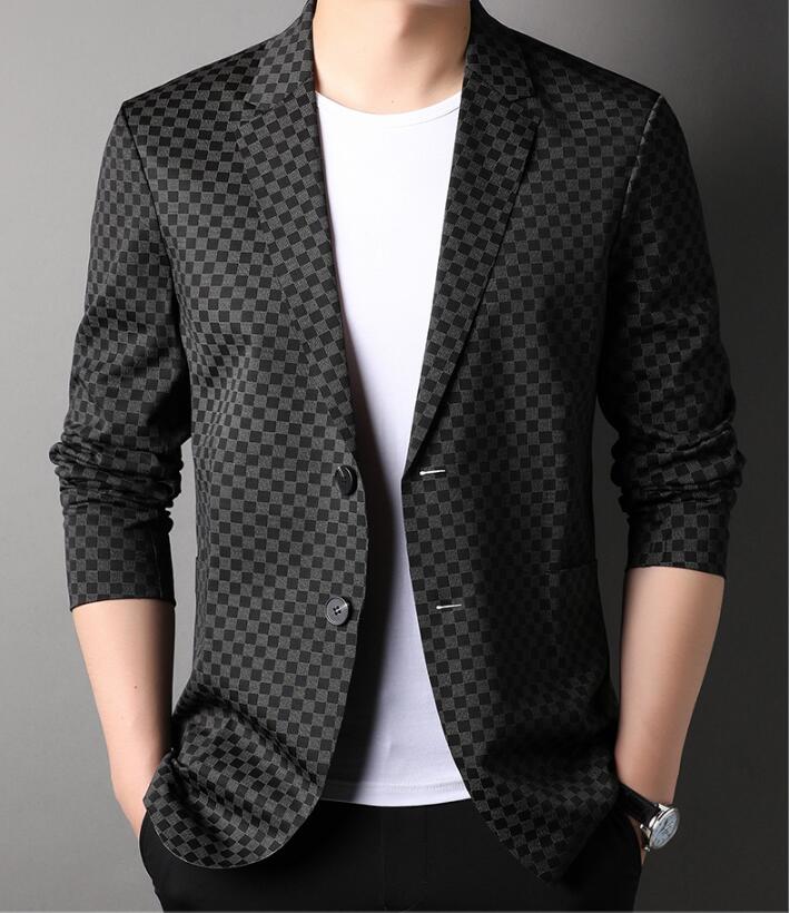 high quality designer men suit European Station black business plaid luxury mens blazer jacket