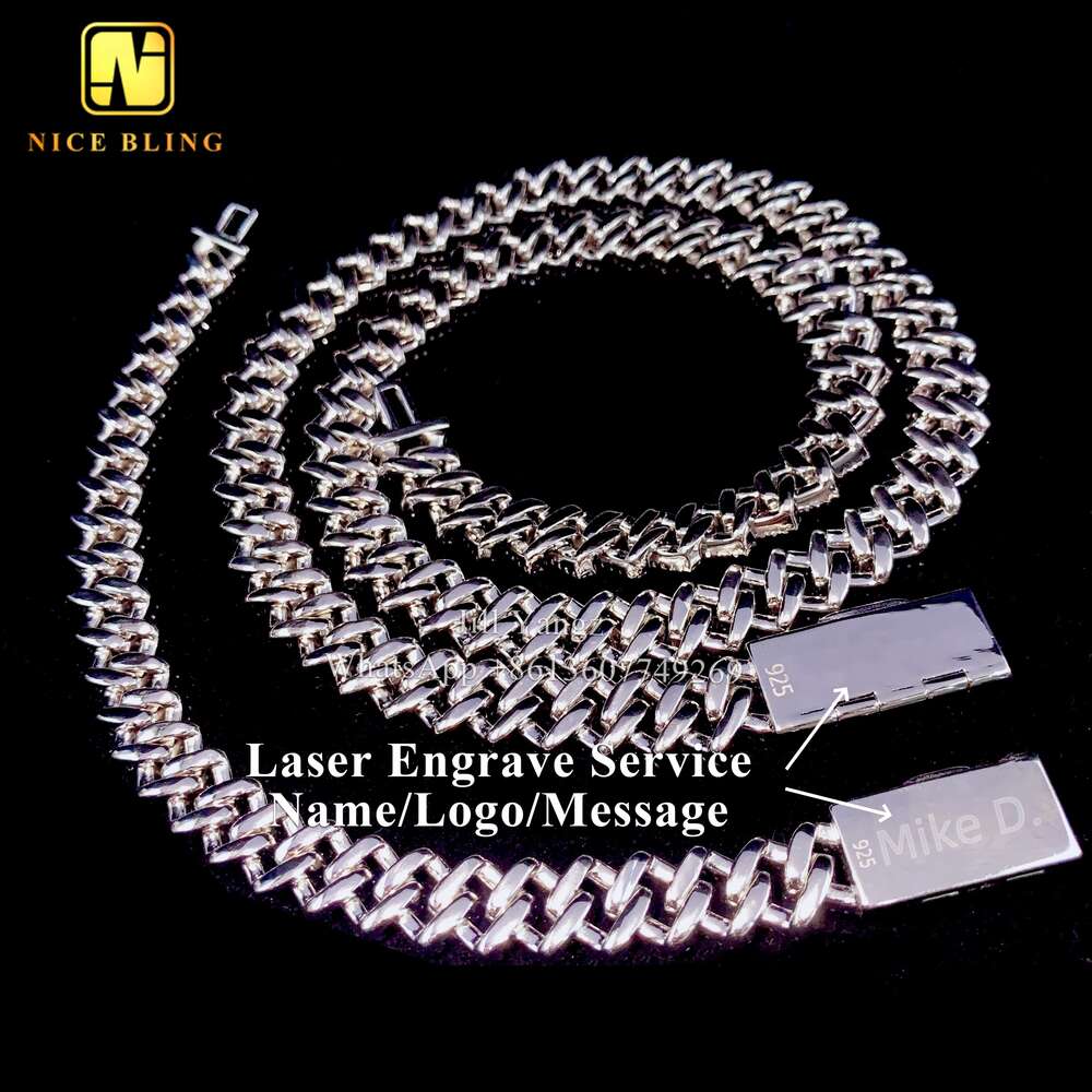 Ready Stocks 12Mm Pass Tester Monaco VVS Moissanite Diamond Gold Plated Necklace Bracelet Iced Out Cuban Chain