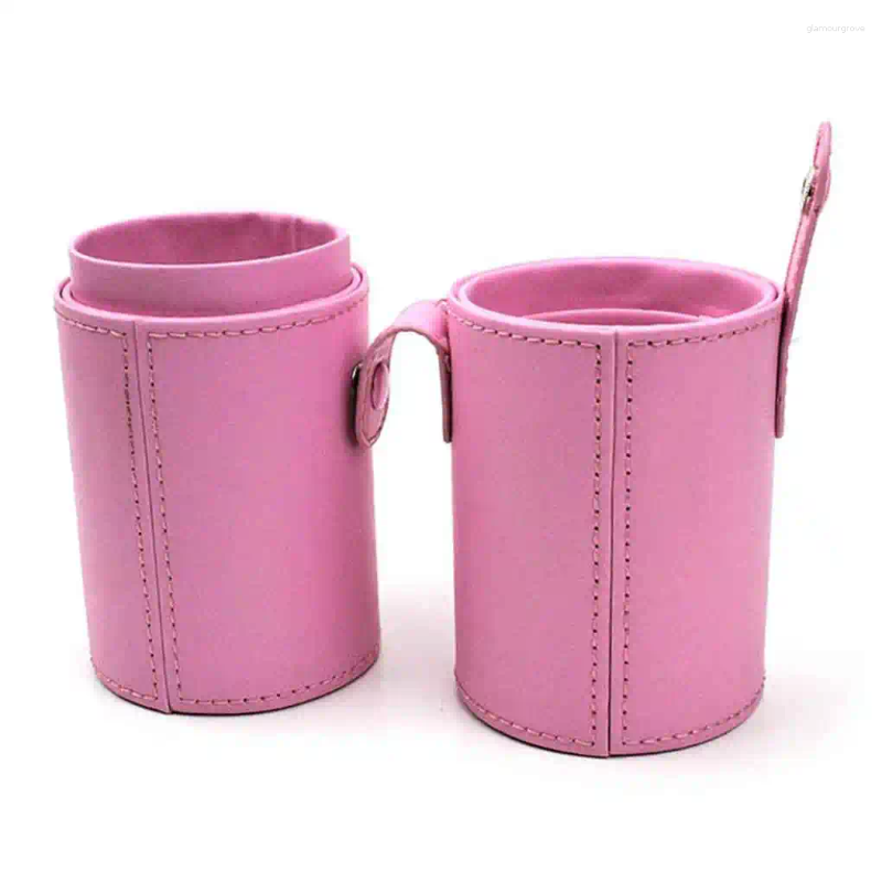Makeup Brushes Brush Holder Empty Portable Make Up Case Round Pen Organizer Cosmetic Tool PU Leather Cup Container