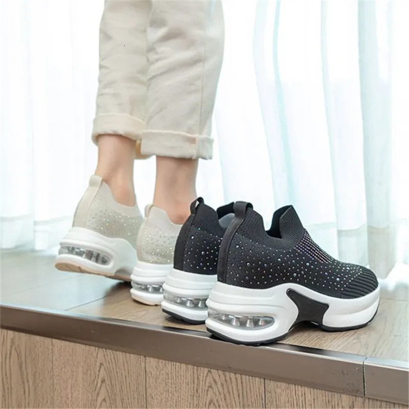 8CM Hidden Heels Platform Sneakers Women Breathable Air Mesh Wedge Sock Shoes Woman Spring Casual Shoes Zapatos De Mujer 240615