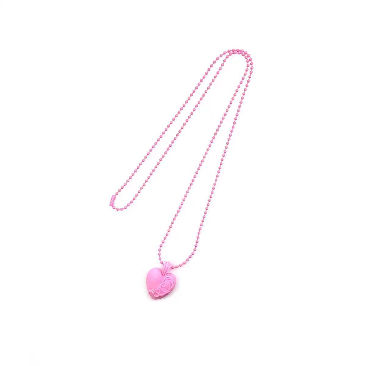 Love Necklace Resin Love Vine Colored Necklace Men and Women Couple Chain Cross Peach Heart Chain