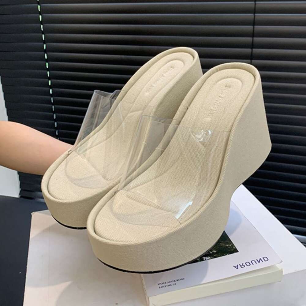 2024 Hot Selling Sandalias Plataforma Height Increasing Transparent Platform Women's Sandals