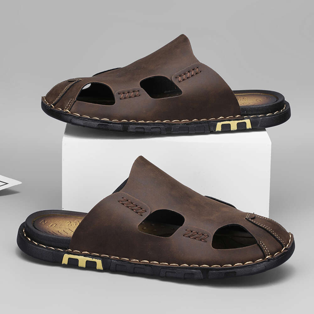 CYYTL Mens Shoes Summer Slippers Casual Beach Sandals Outdoor Slides Walking Comfort Leather Designer Fashion Lightweight