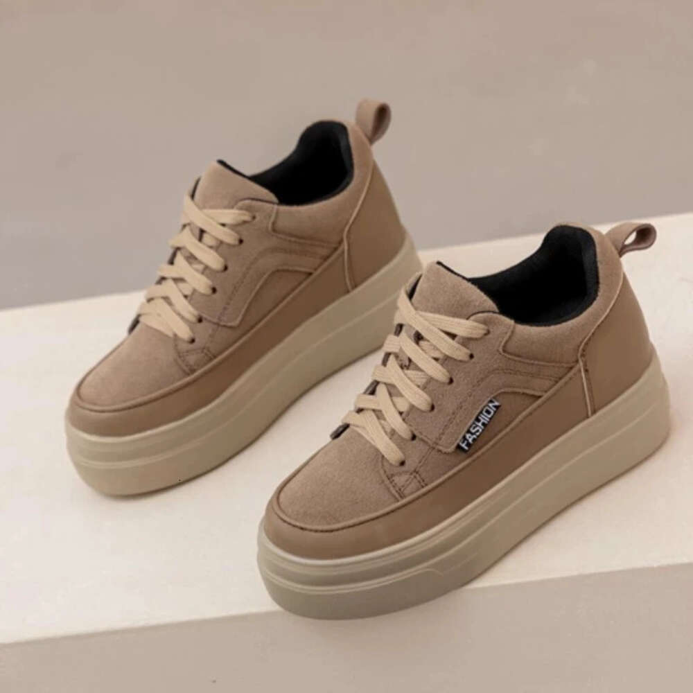 8Cm Genuine Leather Cow Suede Platform Wedge Women Fashion Chunky Sneakers Spring Autumn Casual Females Hidden Heels Shoes