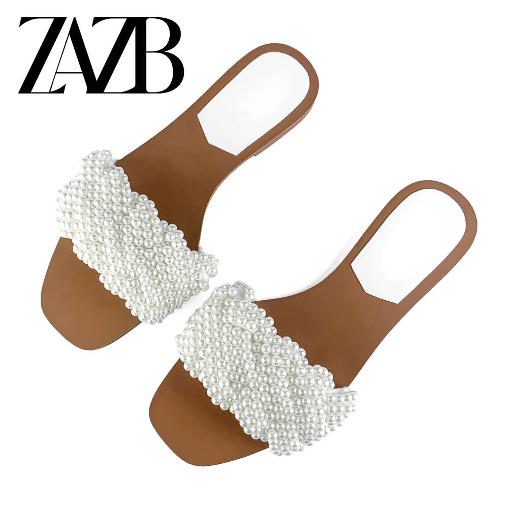 Designer Fashion Trend Niche ZAZB Brand Custom Leather Pearl Slippers Wedding Dress Dress