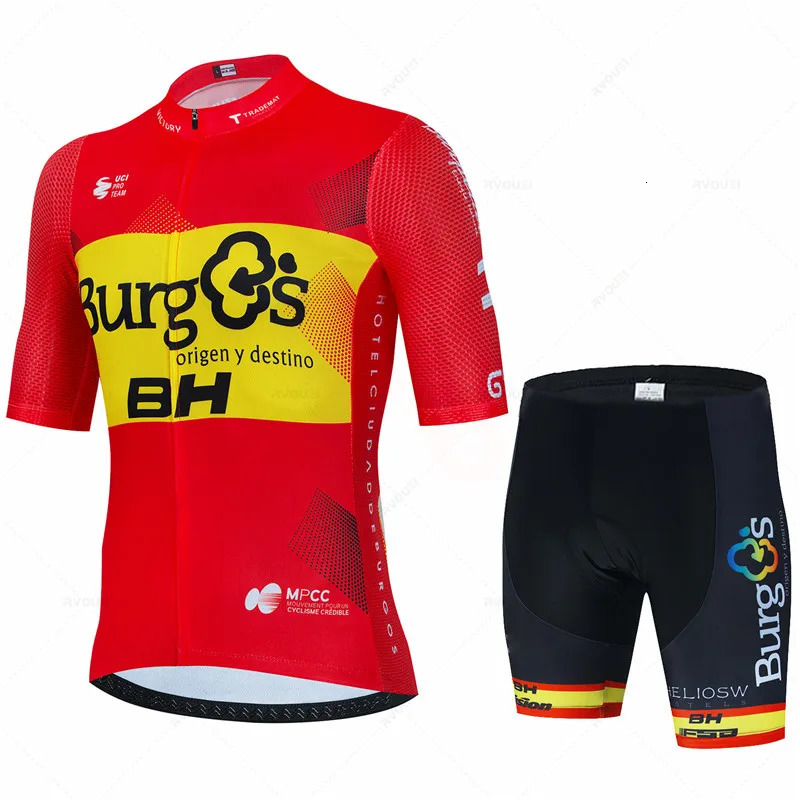 BH Burgs Team Cycling Jersey 19D Bike Shorts Set Ropa Ciclismo Mens MTB Summer Quick Dry Bicycle Maillot Pants Clothing 240620