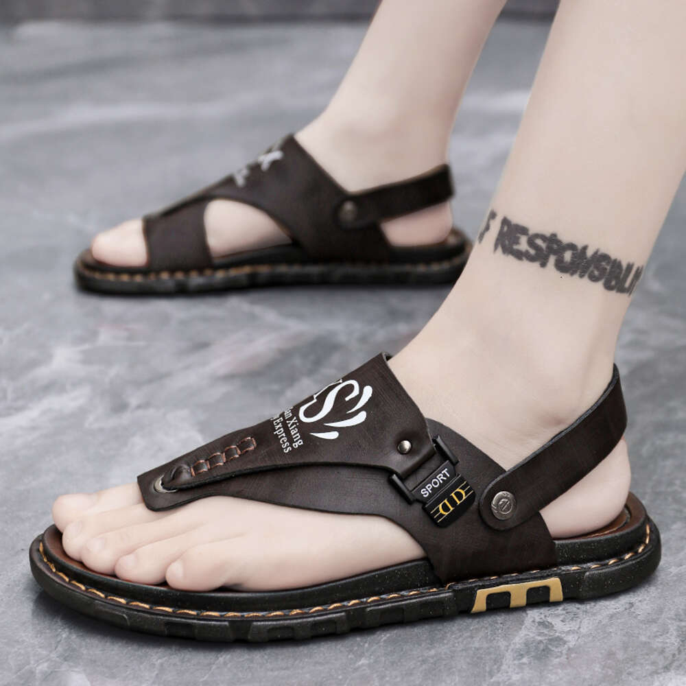 CYYTL Mens Slippers Summer Casual Shoes Beach Sandals Outdoor Slides Walking Comfort Leather Designer Fashion Flip-Flops
