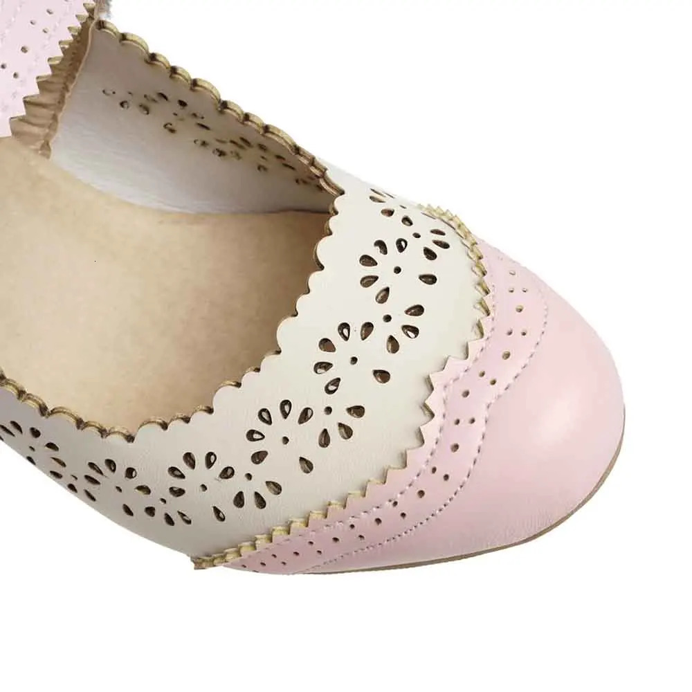 Summer Fashion Thin High Heels Shoes Arrival Retro Fretwork Mary Janes Women Pumps Sweet Shallow Date Pumps Sandalias Mujer 240615