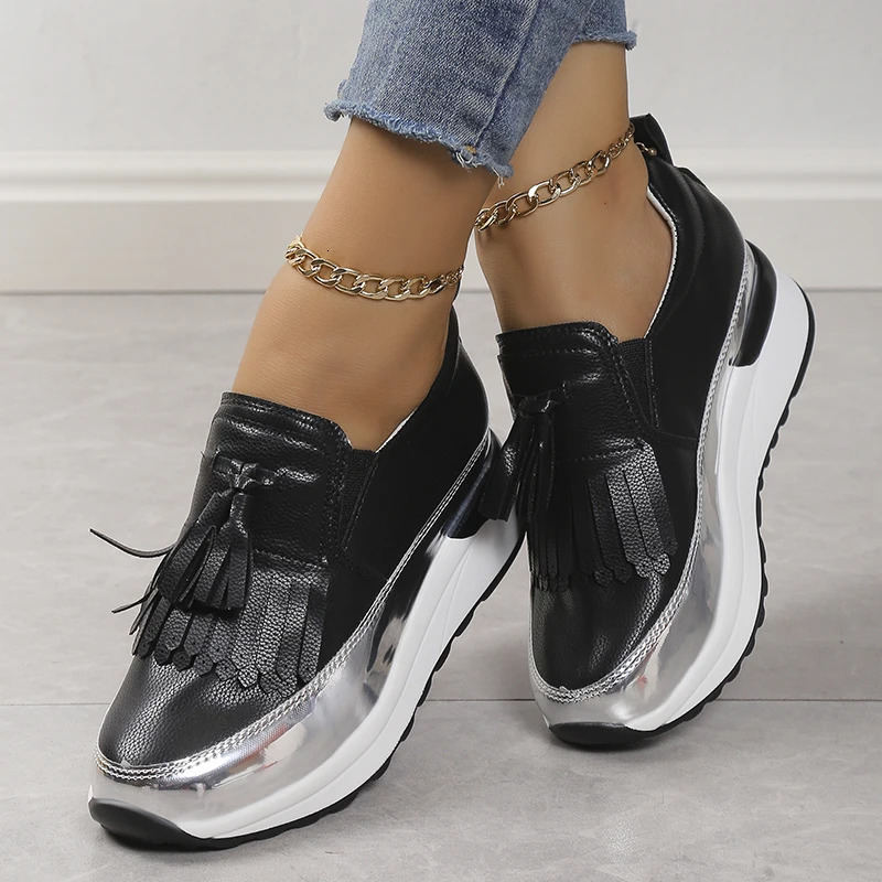 Spring and Autumn Sports Shoes Womens Hidden High Heel Sports Shoes Lace Up Womens Large Thick Sole Lefu Shoes 240615