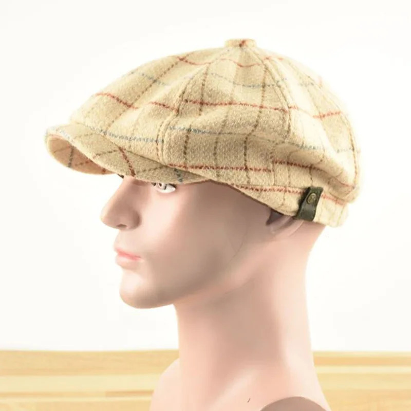 Winter Felt sboy Hats Dad Painter Caps Cabbie Flat Ivy Cap Lady Wool Octagonal Hat Adult Big Size Beret 5759cm 6061cm 240603