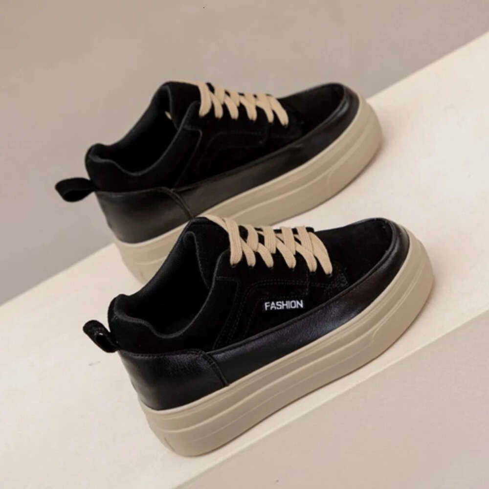 8Cm Genuine Leather Cow Suede Platform Wedge Women Fashion Chunky Sneakers Spring Autumn Casual Females Hidden Heels Shoes