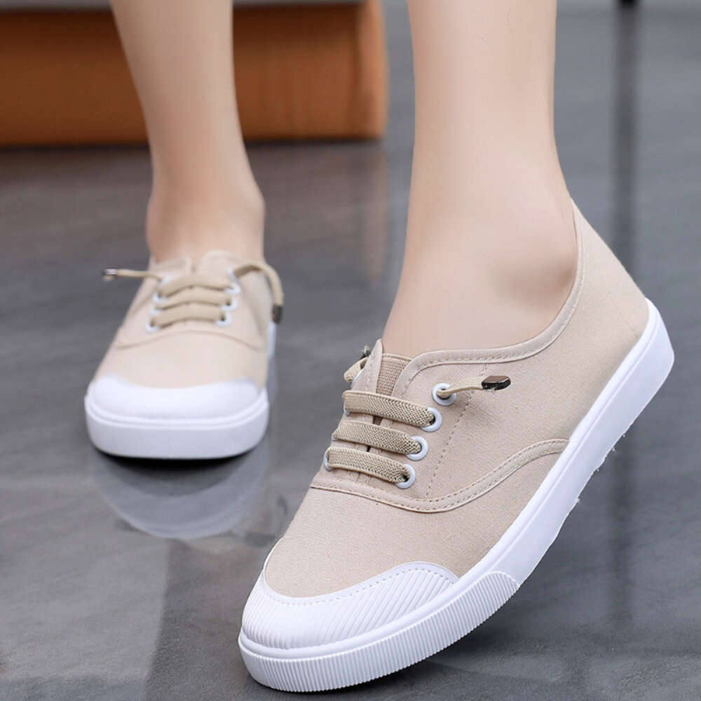 Women's Canvas 2024 Spring New White Student Flat Bottom Casual Board Shoes