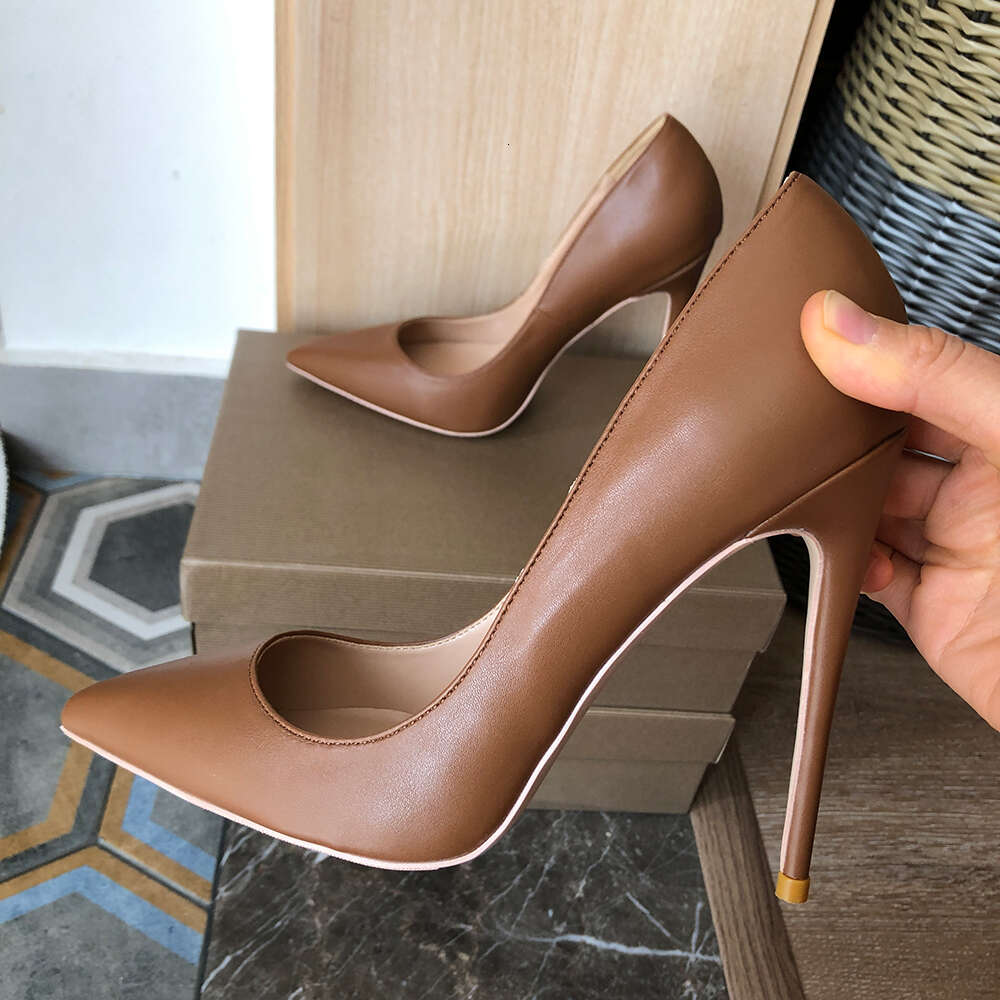 Veowalk Dark Brown Matte Women Elegant Pointed Toe Stiletto Pumps For Formal Dress Fashion Ladies High Heel Shoes Customizable