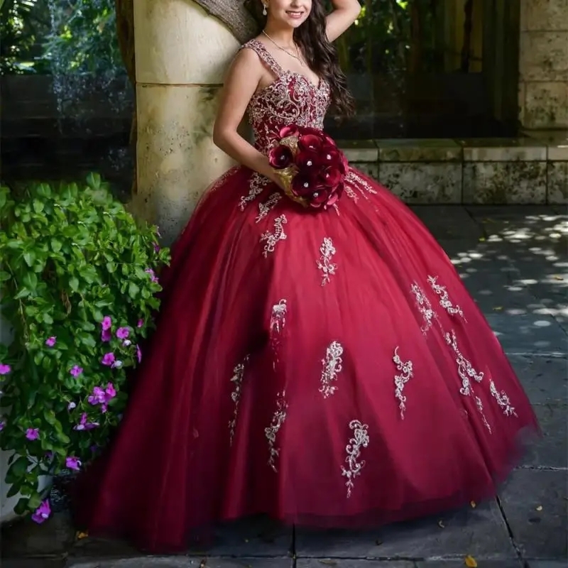 Red Quinceanera Dresses 2025 Off Shoulder Appliques Lace Corset Princess Sweet 16 Vestido De 15 Anos