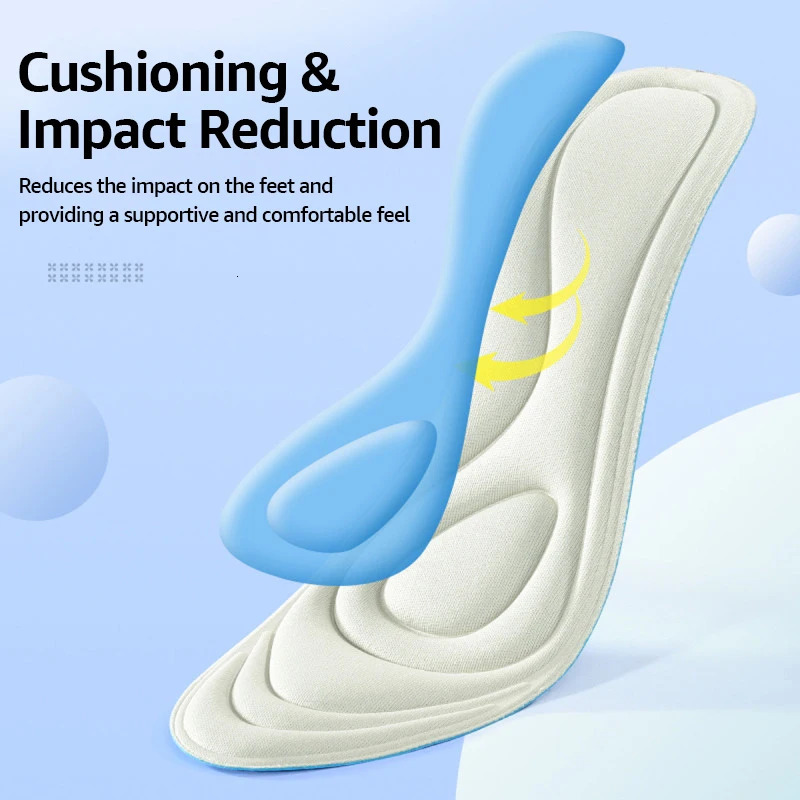 5 Pairs Memory Foam Insoles for Shoes Womens Sweat Absorption Massage Sport Insole Feet Orthopedic Sole Accessories Pads Men 240615
