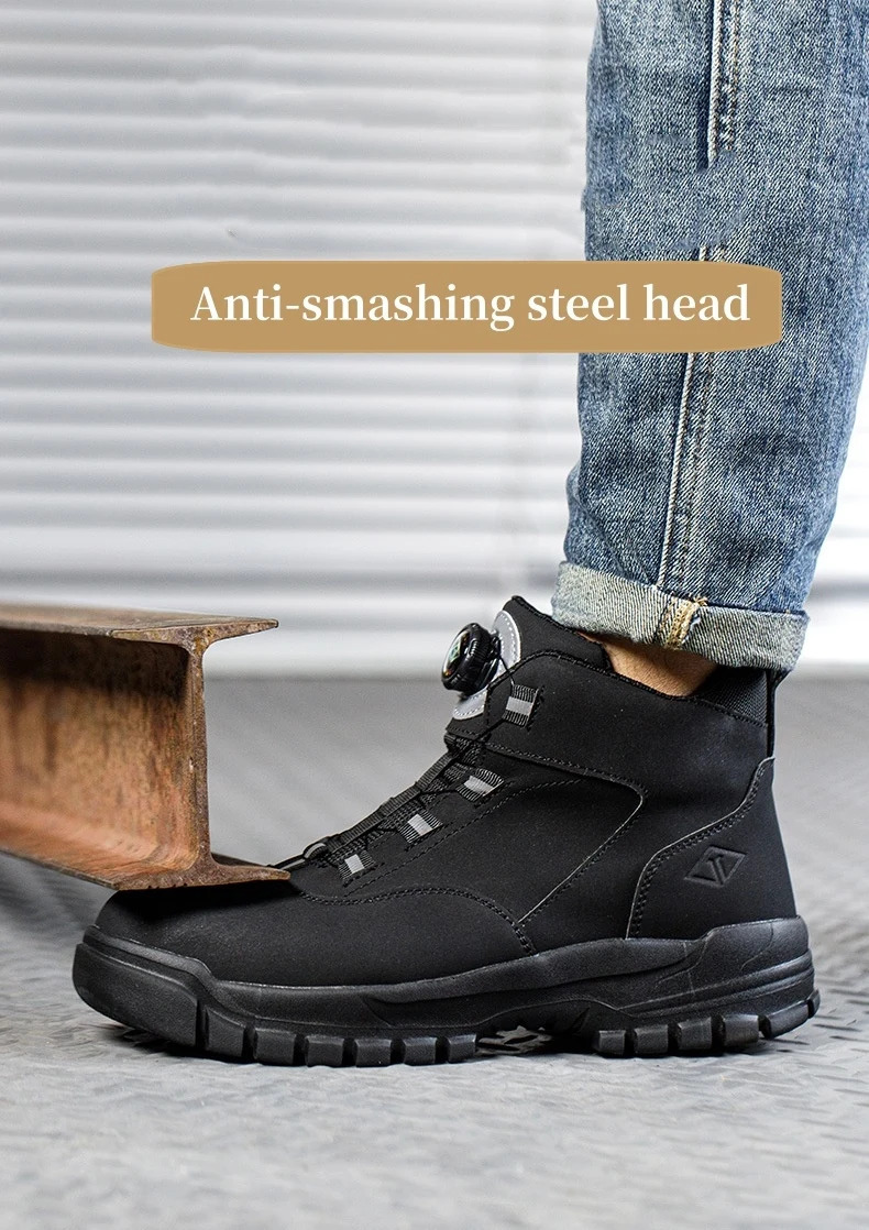 Work Shoes Men Women Anti-smashing Anti-puncture Safety Shoes Rotating Buttons Autumn Winter Protective Work Safety Boots 240615