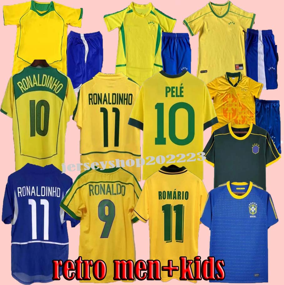 1970 1998 retro BrasilS PELE soccer jerseys men kids 1978 2002 Carlos Romario Ronaldo Ronaldinho 2004 1994 BraziLS 2006 RIVALDO ADRIANO KAKA 2000 2010 VINI JR shirts