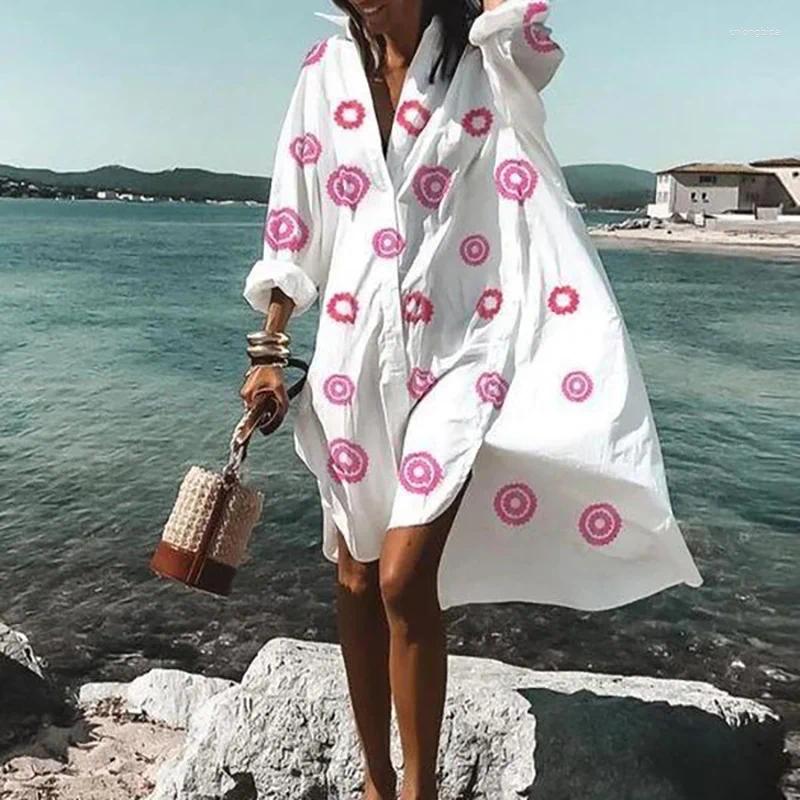 Beachear Womens 2024 Oversized Swimwear Women's Beach Cover Up Plus Outlet For Swimwe Shirt Dresses Boho Size Summer Dress
