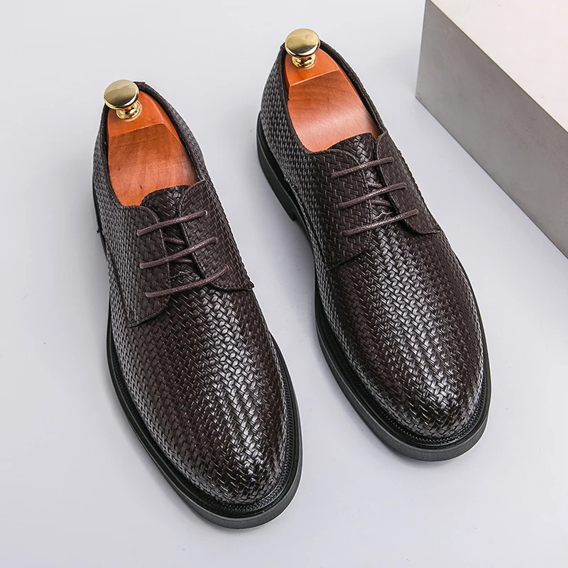 Men Shoes 2024 Fashion Mature Man Oxford Leather Shoes Social Shoes Casual Business Pointed Toe Dress Driving Working Shoes 240615