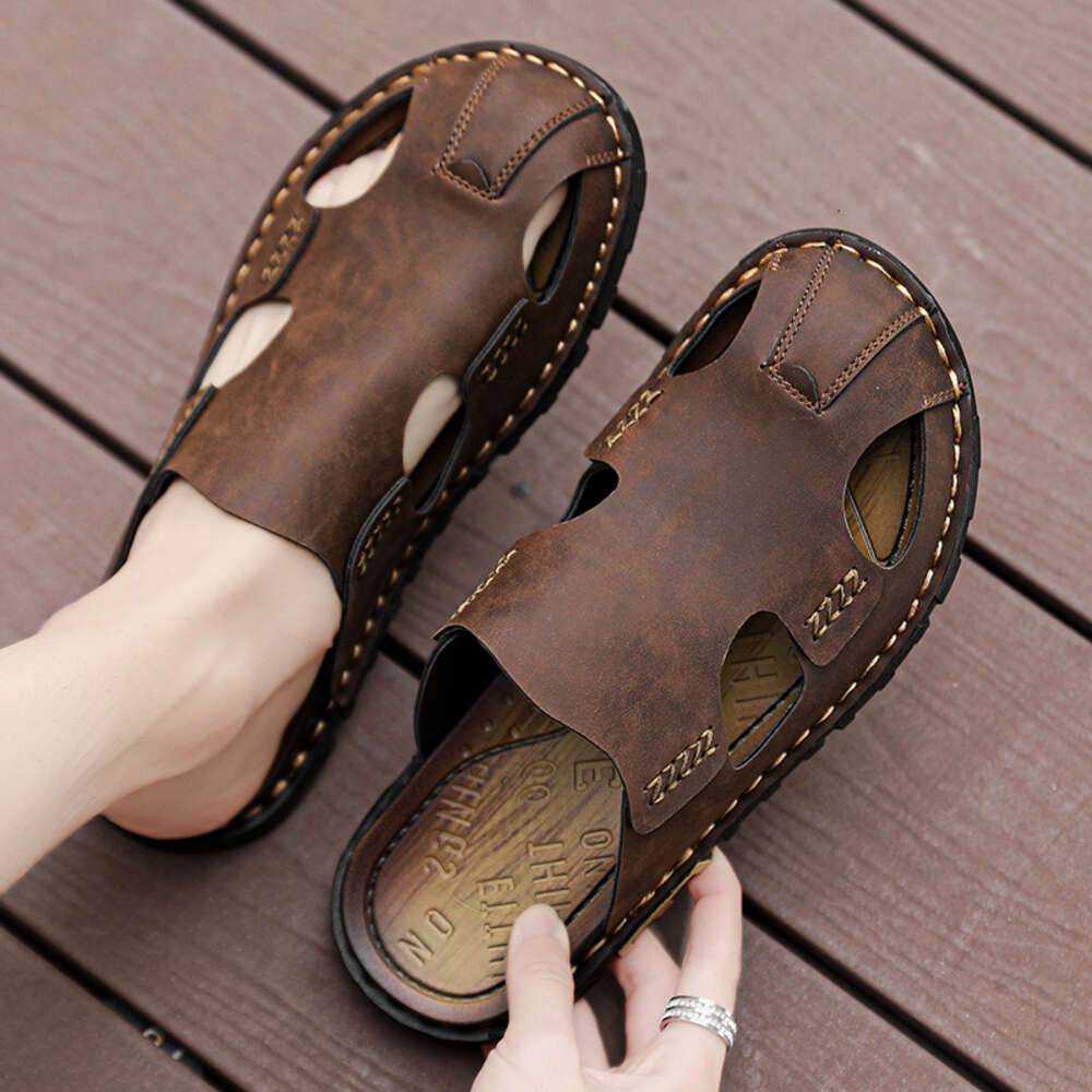 CYYTL Mens Shoes Summer Slippers Casual Beach Sandals Outdoor Slides Walking Comfort Leather Designer Fashion Lightweight