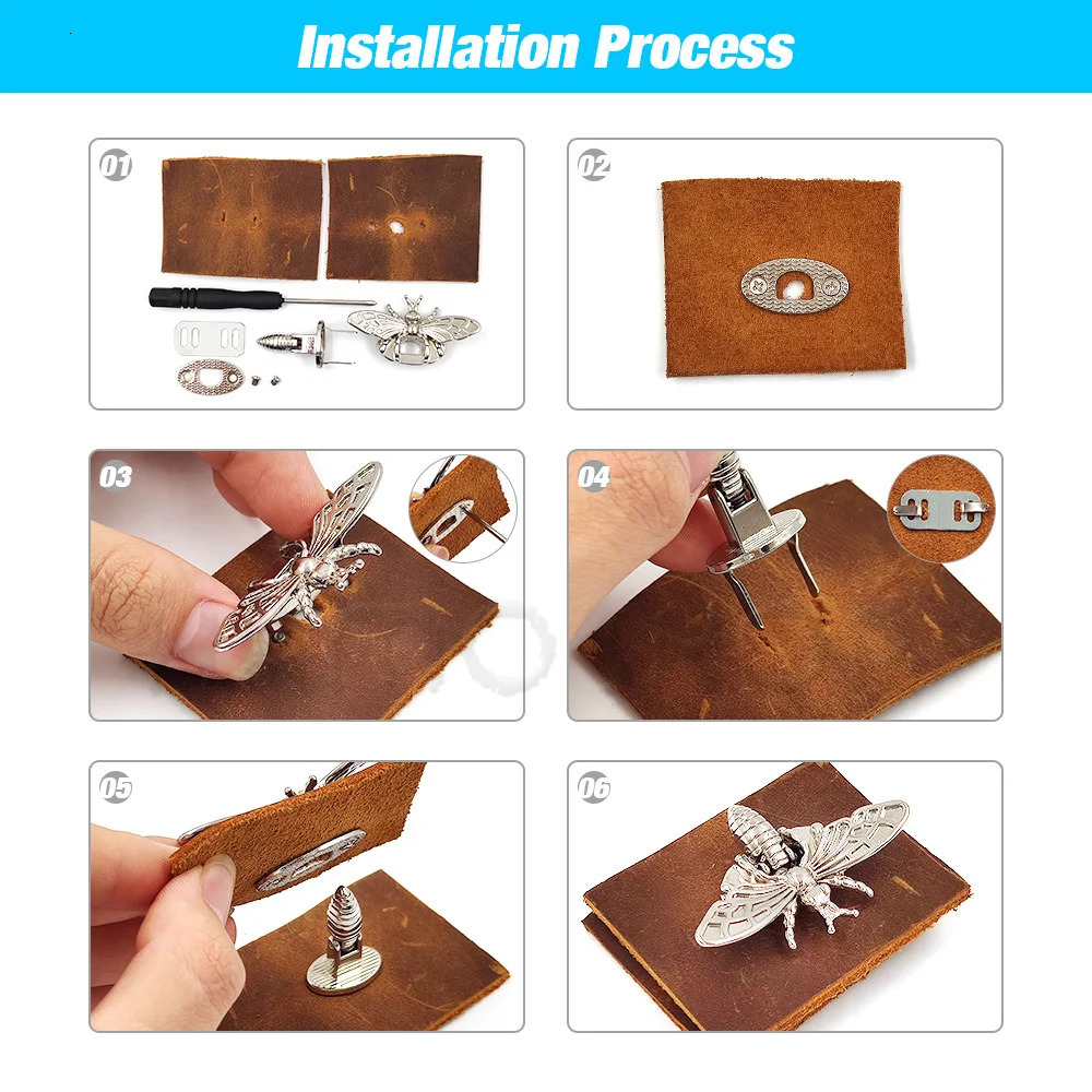 1P Metal Bee Shape Turn Lock Retro Fashion Bag Clasp Hardware for LeatherCraft Bag Handbag Purse DIY Accessories 240615