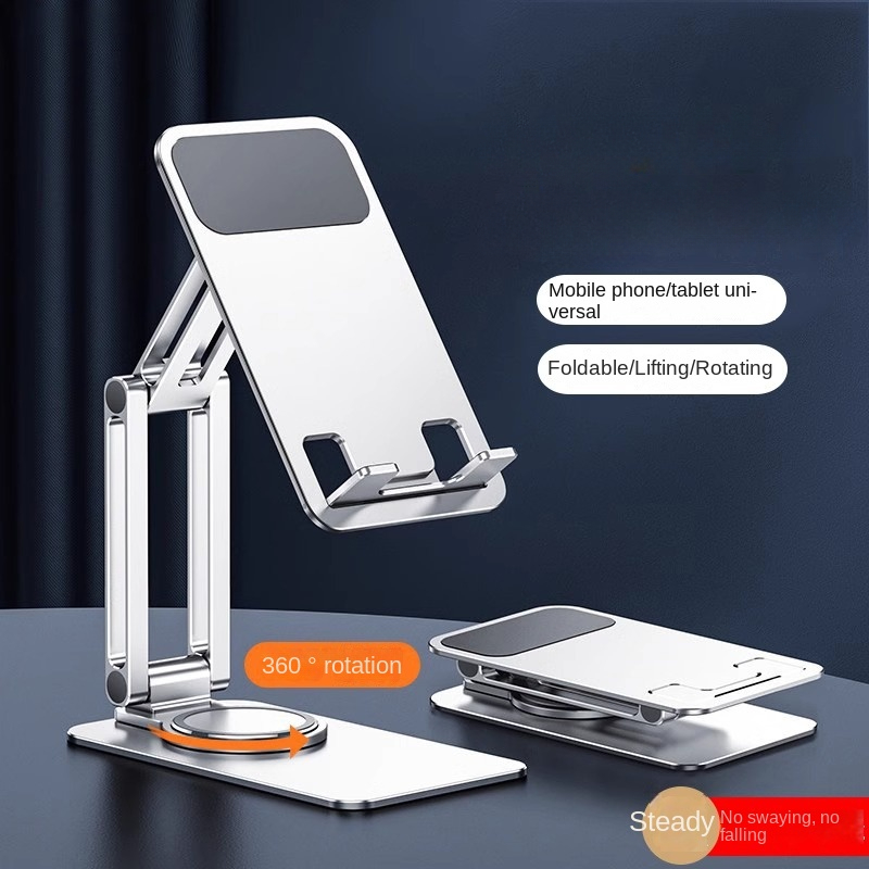 rotating Metal mobile phone holder Aluminum alloy folding desktop mobile phone holder Lazy tablet live broadcast bracket Wholesale
