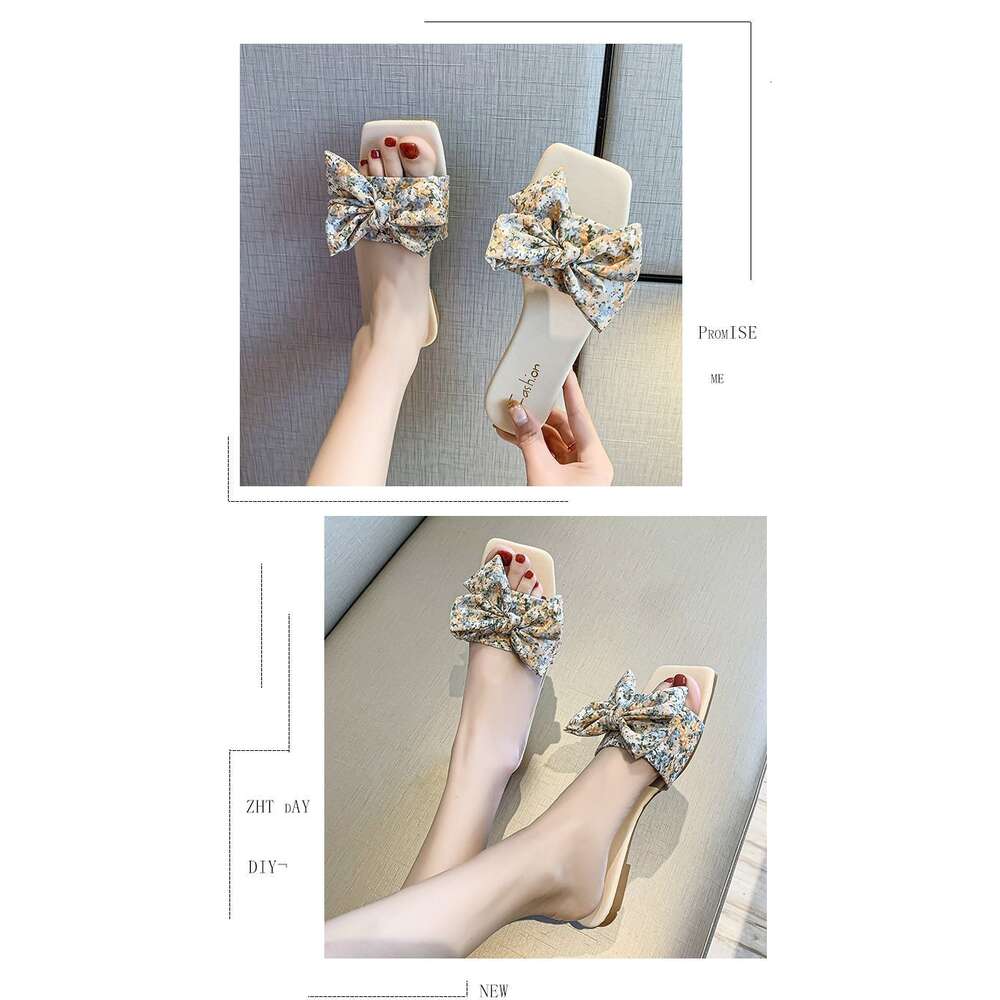 2023 New Slides Women Outdoor Summer Beach Shoes Fashion Brand Slip-on Woman Slippers Female Bowknot Sandals