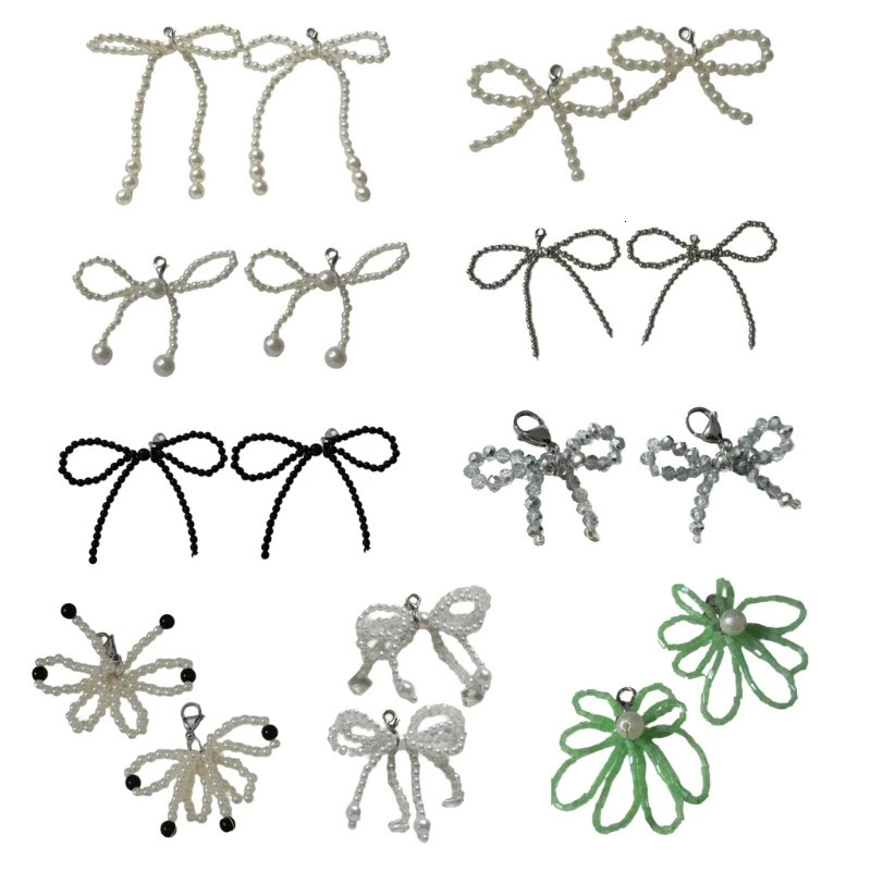 2Pcs Elegant Butterfly Shoe Decoration Bag Keychain Pendant Bowknot Beaded Shoe Buckle Ornament Phone Charm for Party Daily Wear 240615