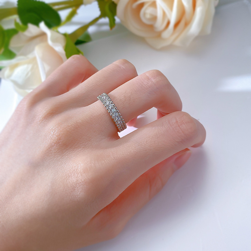 Exquisite 2024 Wedding Band: Sterg Sier Eternity Bridal Ring with Genuine Moissanite c33b