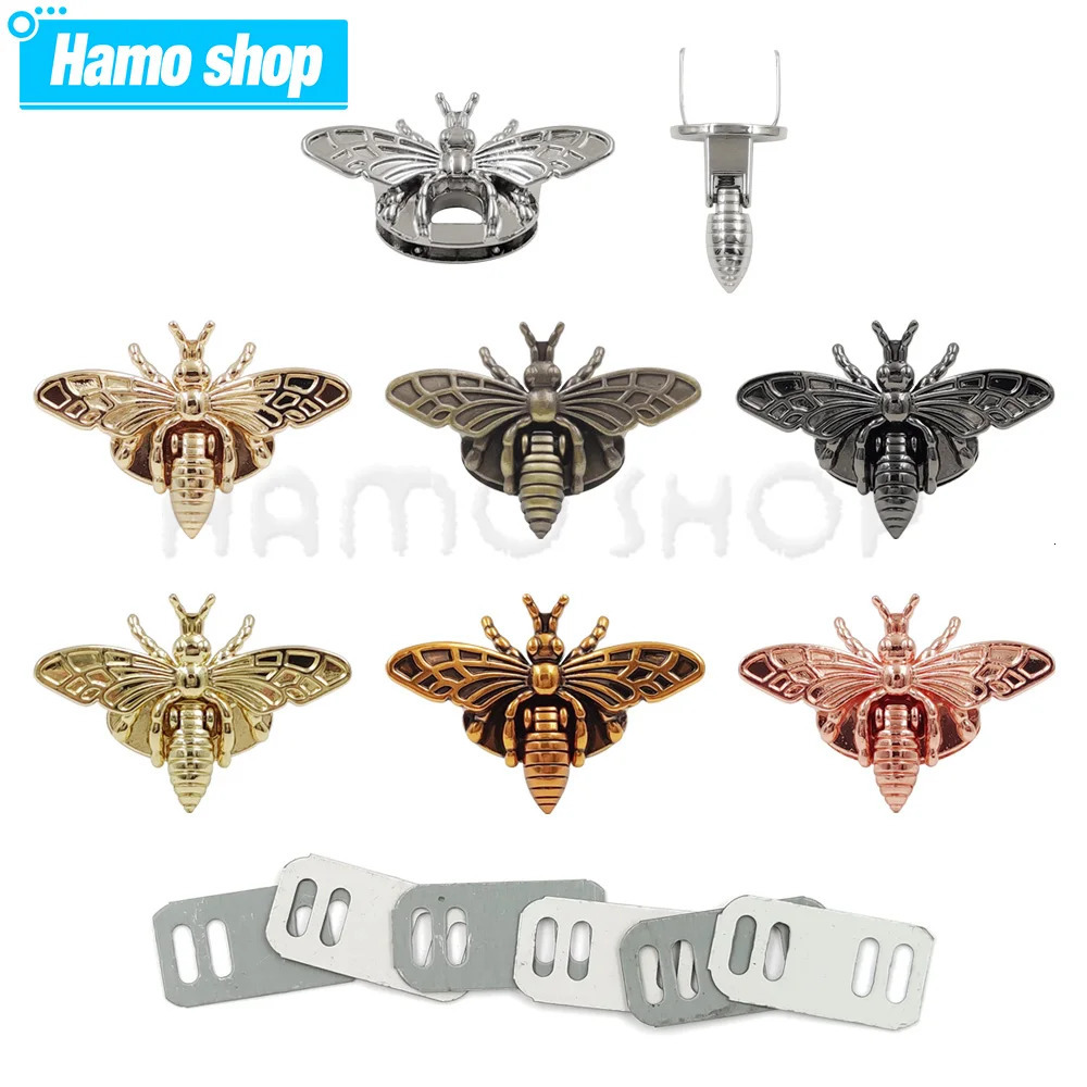 1P Metal Bee Shape Turn Lock Retro Fashion Bag Clasp Hardware for LeatherCraft Bag Handbag Purse DIY Accessories 240615