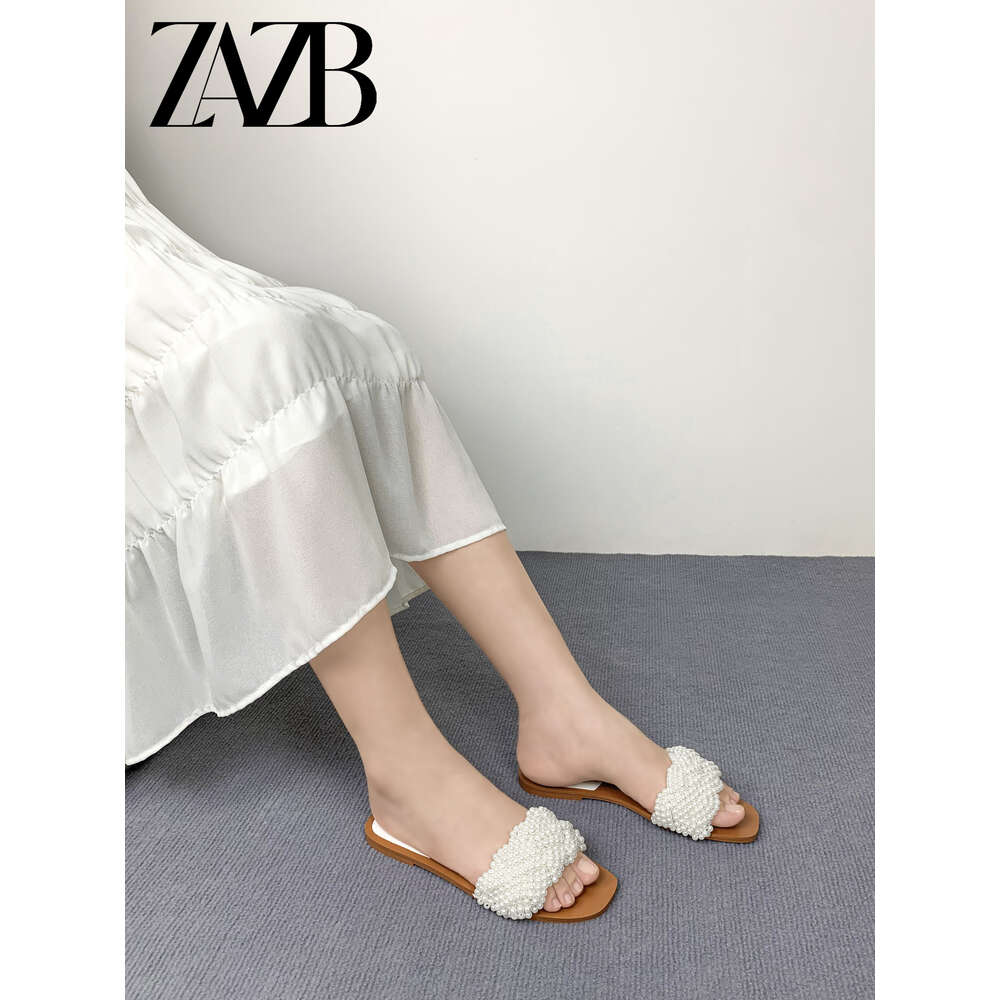 Designer Fashion Trend Niche ZAZB Brand Custom Leather Pearl Slippers Wedding Dress Dress