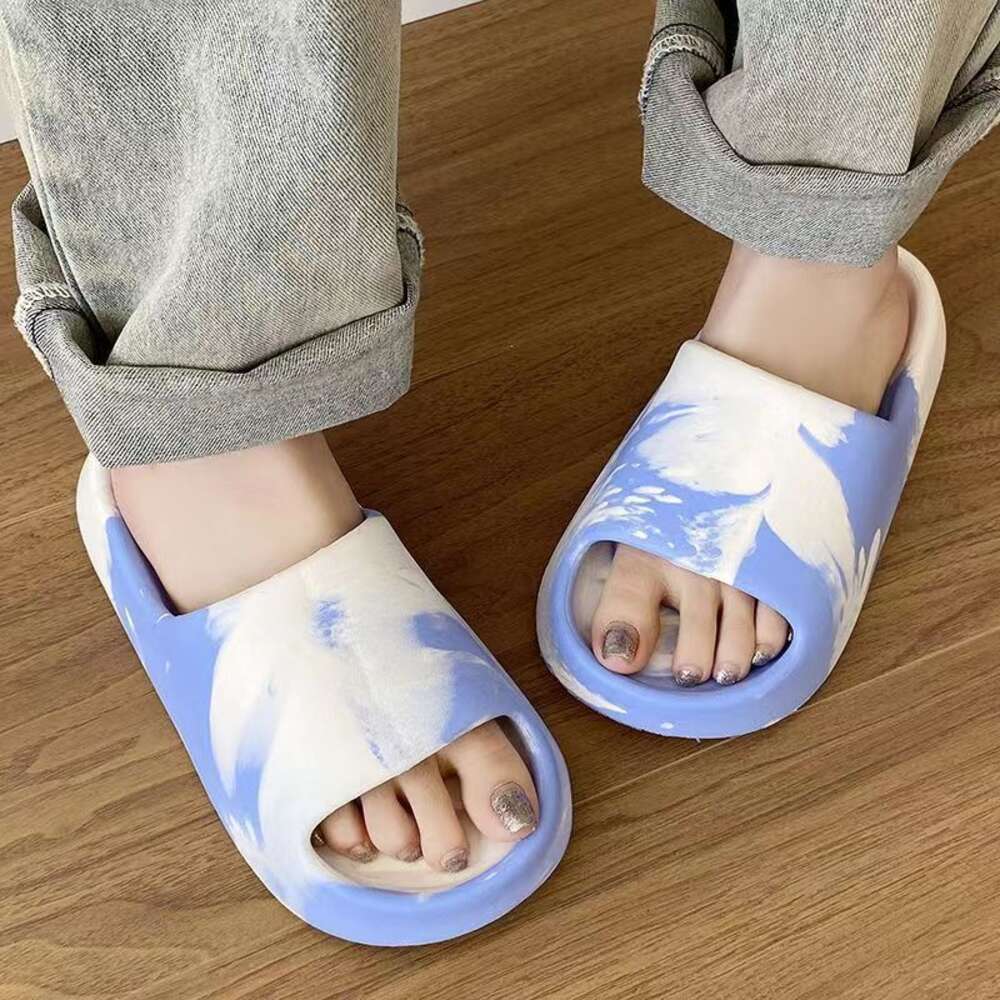 2024 Fashion Thick Platform Slippers Mixed Color Graffiti Casual Summer EVA Custom Home House Men's Women's Slides