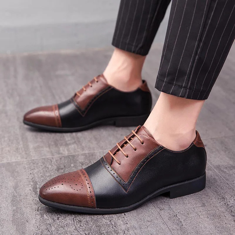 PU Leather Men Shoes Low Heel Loafers Dress Shoes Autumn Ankle Boots Retro Male Casual Shoe Wedding Shoe Sapato Masculino 240615